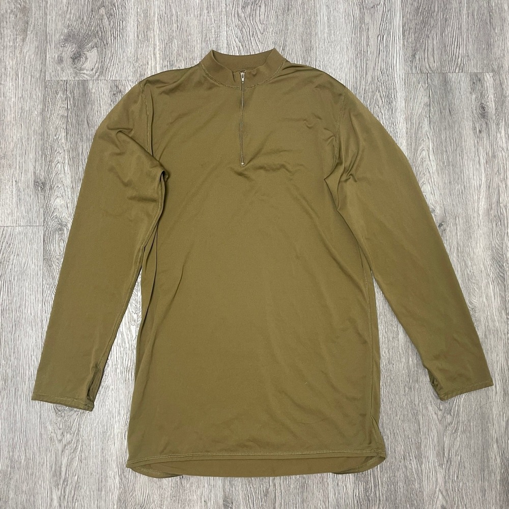 Peckham USMC 1/4 Zip Men Medium Brown Marines Polartec Sweater Base Layer FROG